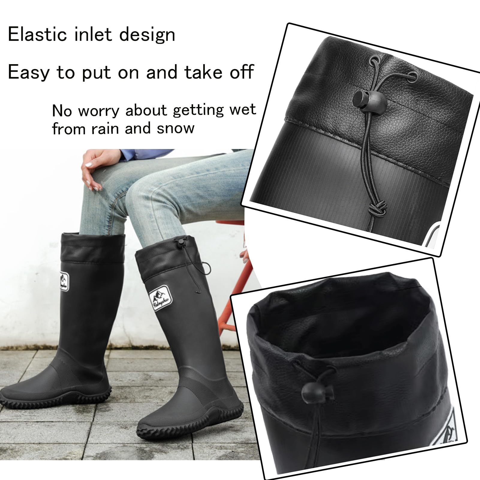 Lvptsh Bottes de Pluie Pliables en Caoutchouc Impermeables pour Femmes Hommes Confortable Jardin Bottines Rain Boot Légère Bottes