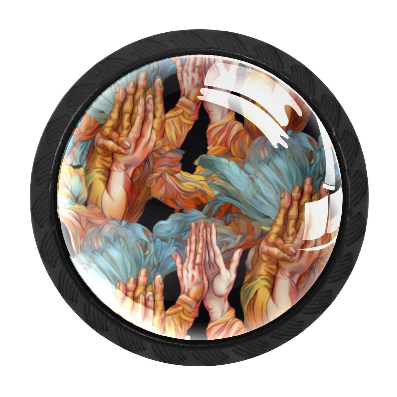 Chenzzzz Multicolored 10 4 Pack Praying Hands Dresser Drawer Cabinet Knobs Round Crystal Glass Knobs Pulls Handles For Kitchen Wardrobe Cupboard Door Hardware