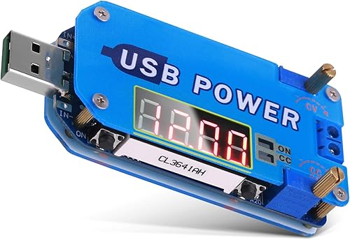 PEMENOL Convertidor de voltaje Buck Boost de 15 W DC-DC, 5 V a 3.3 V 9 V 12 V 24 V 30 V CVCC módulo de alimentación USB ajustable con carcasa