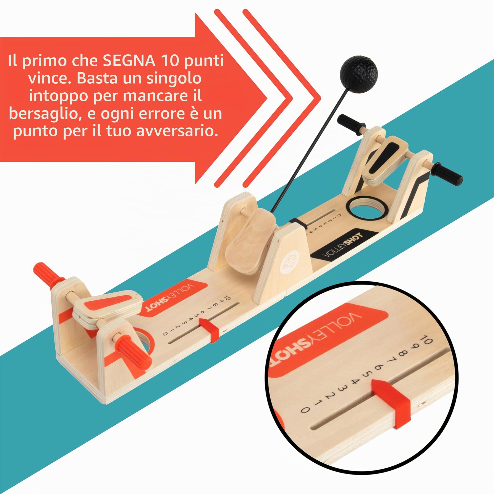 Fat Brain Toys VolleyShot - Gioco di abilità da tavolo in legno per 2 giocatori, per bambini e adulti