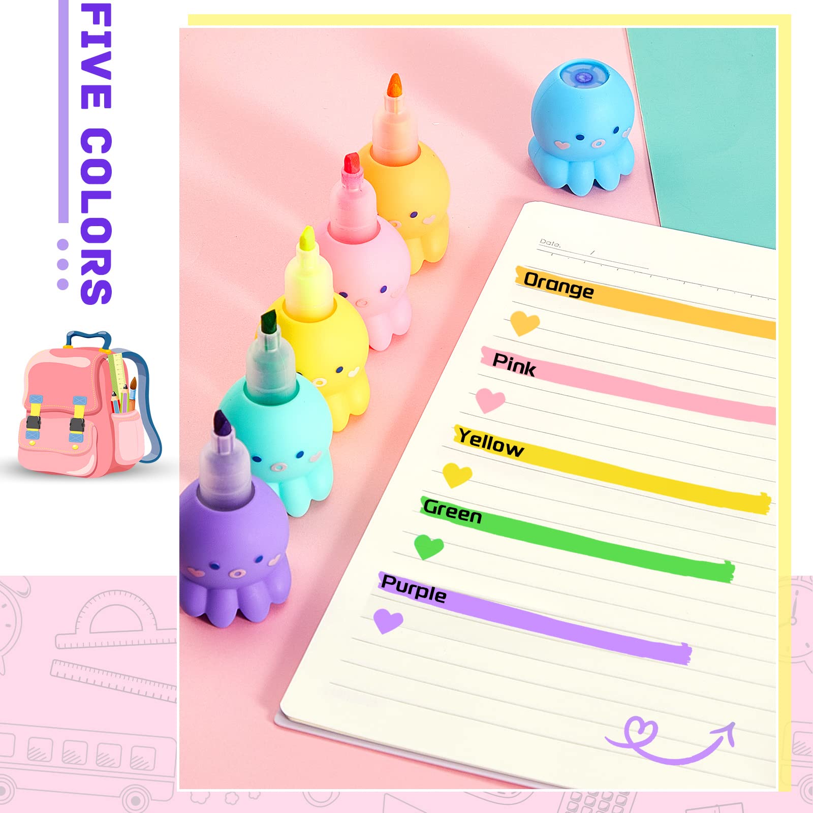 ❤️最終お値下げ❤️【新品】マーカーペン6色油性　タコ　ロケット蛍光　プレゼント Amazon.co.jp: カラフルなタコ型蛍光ペン パステル蛍光ペン 12本セット