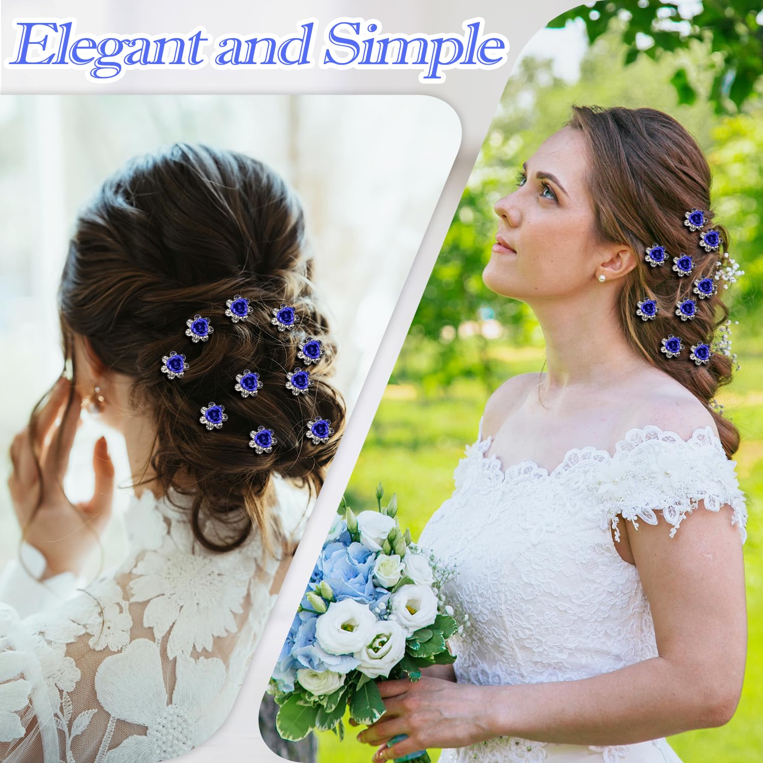 20 Pcs Rhinestone Flower Hair Pins - Image 3