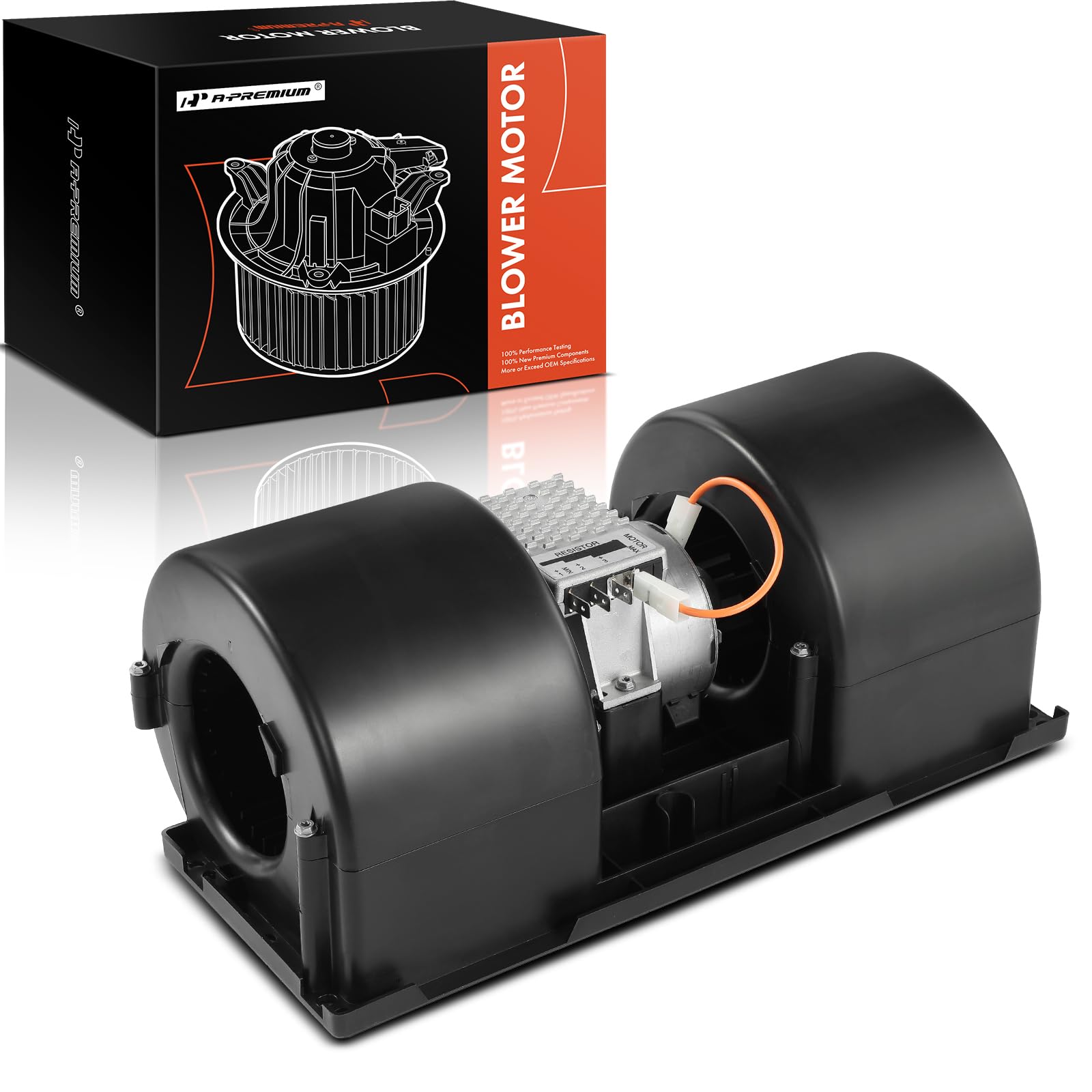 A-Premium HVAC Blower Heater Motor with Fan Cage Compatible with Dual Wheel Blower Assembly 12 Volts with 3 Speed Resistor