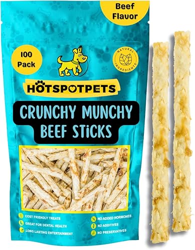 Miniatura 9 de hotspot pets Palitos de carne alternativos de cuero crudo natural para perros (paquete de 10) golosinas masticables digeribles para perros, ideales