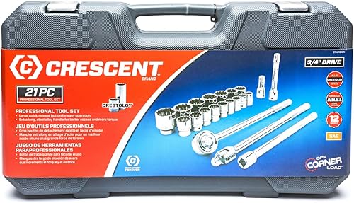 Miniatura 3 de Crescent Juego de herramientas mecánicas SAE estándar de 21 piezas de 34 pulgadas de 12 puntos - CTK21SAEN