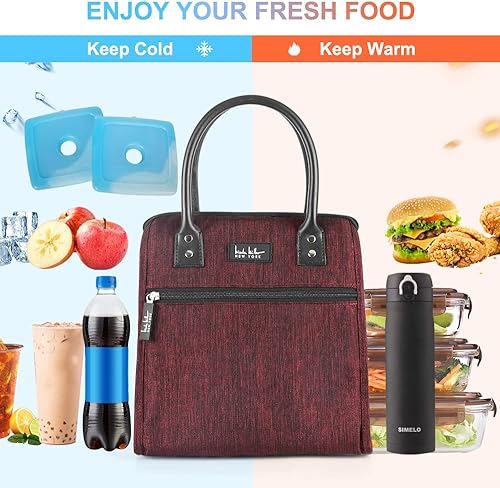 Miniatura 8 de Nicole Miller - Bolsa térmica para el almuerzo, bolsa térmica suave de gran apertura, bolsa de hielo para alimentos con soporte para botellas de