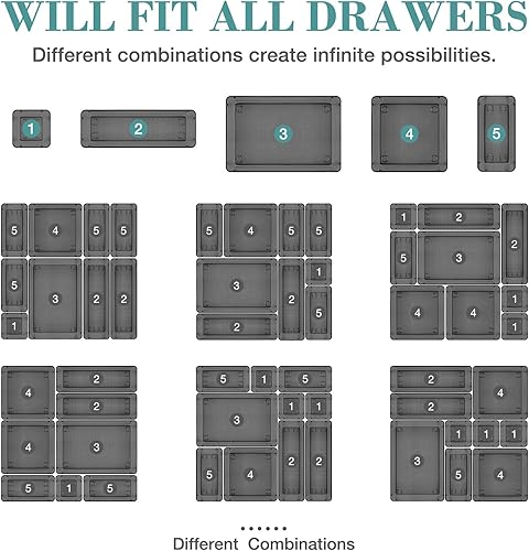 Miniatura 4 de StorMiracle Juego de 10 organizadores de cajones, 4 bandejas organizadoras de cajones de baño y cocina, cubos de almacenamiento transparentes para