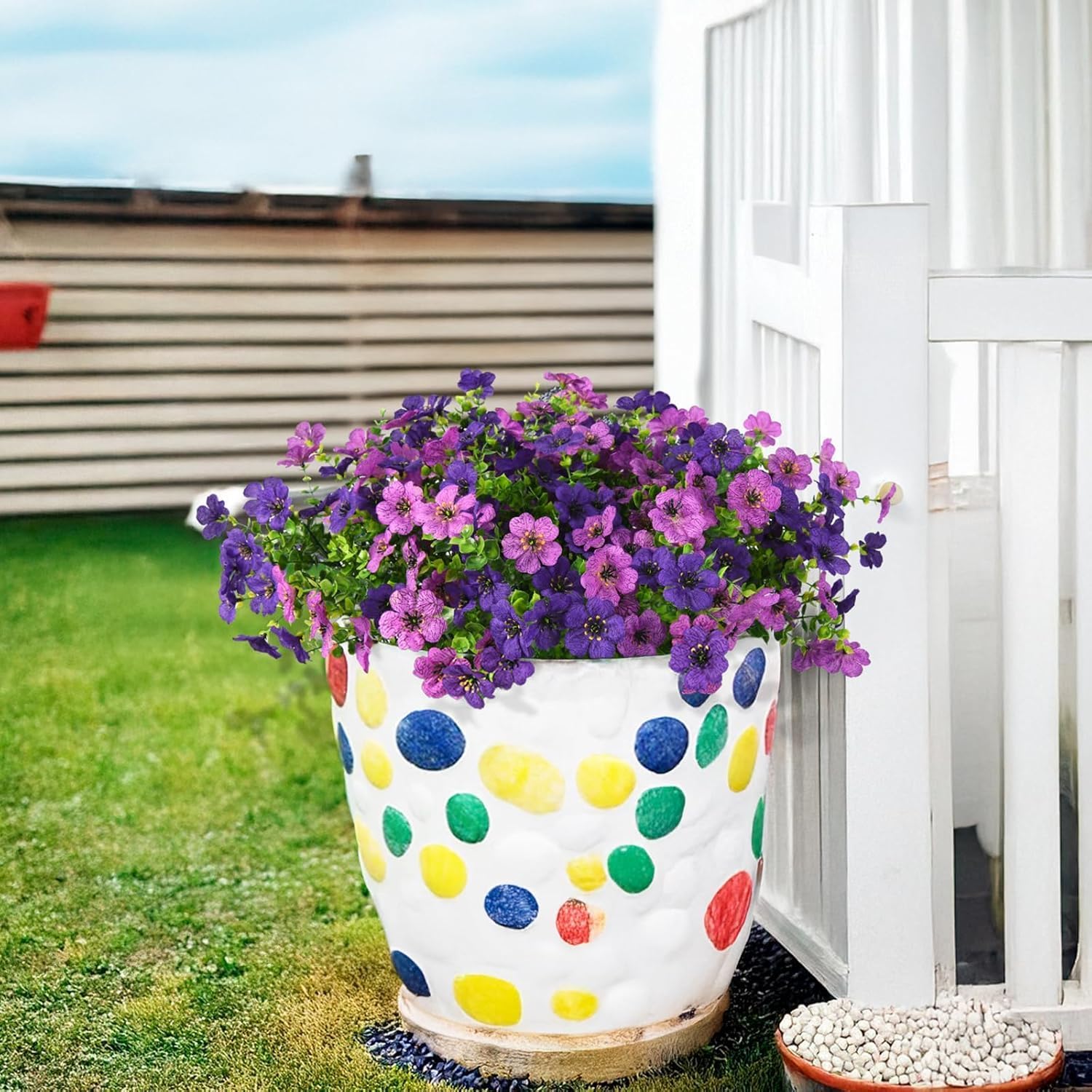 Homsunny Artificial Flowers for Outdoors, 12 PCS Silk Fake Flower Spring Outdoor Decoration, UV Resistant No Fade Fake Plants for Home Planter Front Porch Garden Patio Yard Decor