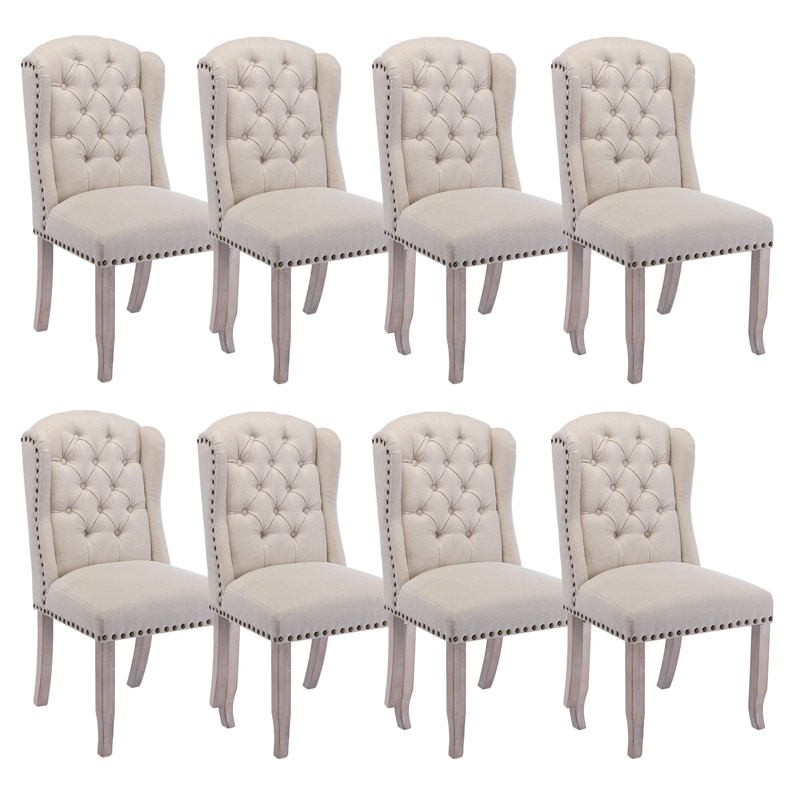 DUOMAY Tufted Linen Dining Chairs