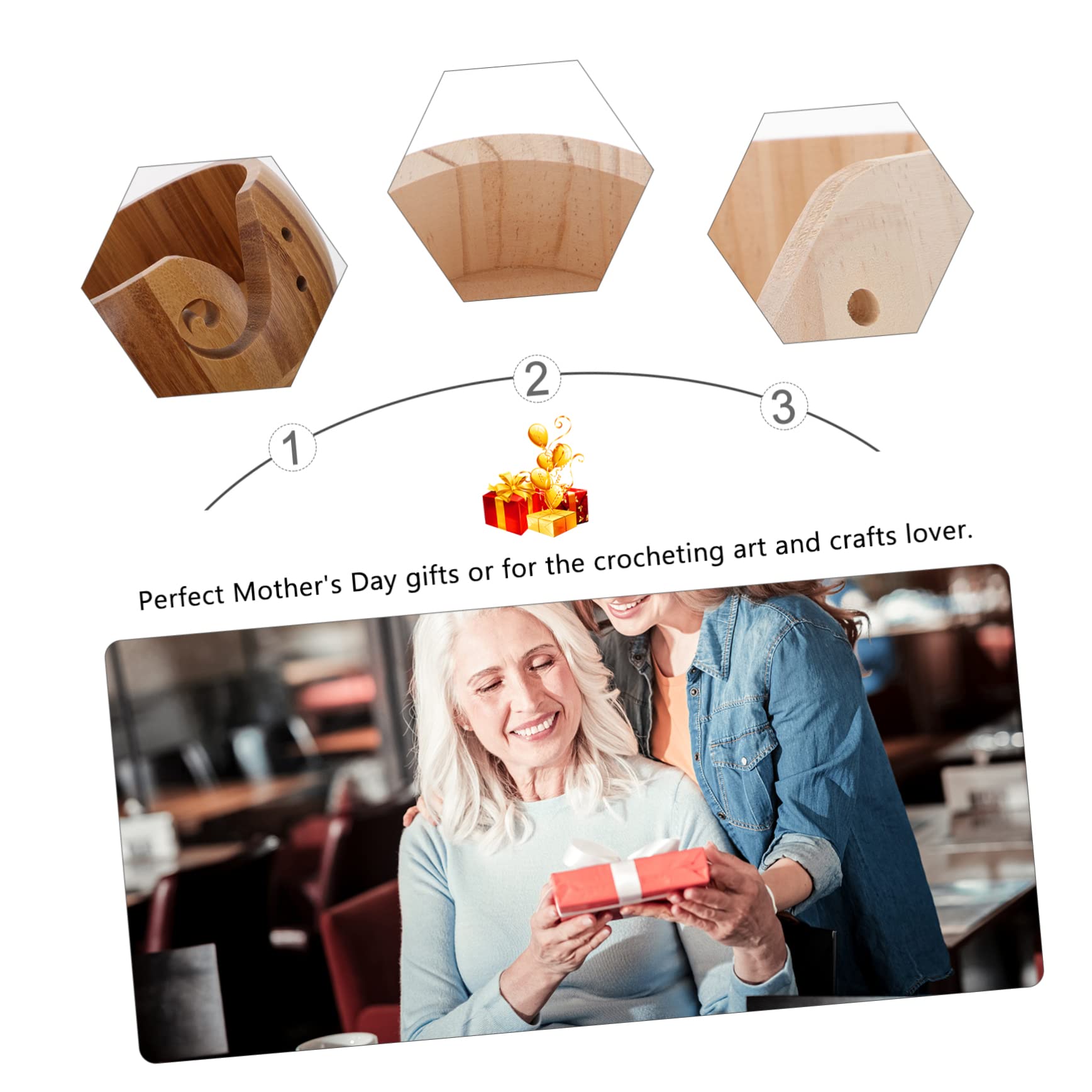 Gadpiparty Ciotola per Filati in Legno, 2 Pezzi, Accessorio per Maglieria e Uncinetto, Superficie Liscia, Portatile, per Proteggere Filato