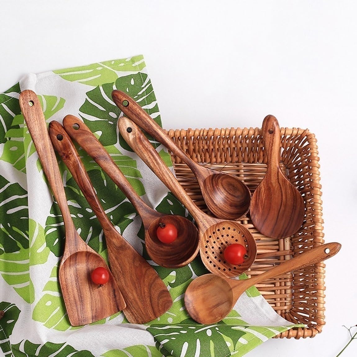 Holz Kochlöffel Spatel Kochutensilien Küche Kochgeschirr Gadgets 7 Stück Sets Kochwerkzeuge