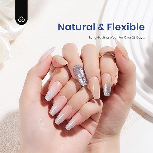 Miniatura 4 de Beetles - Kit de extensión de uñas de gel fácil con 504 puntas medio mate en forma de ataúd medio mate 5 en 1, gel base de pegamento de uñas e