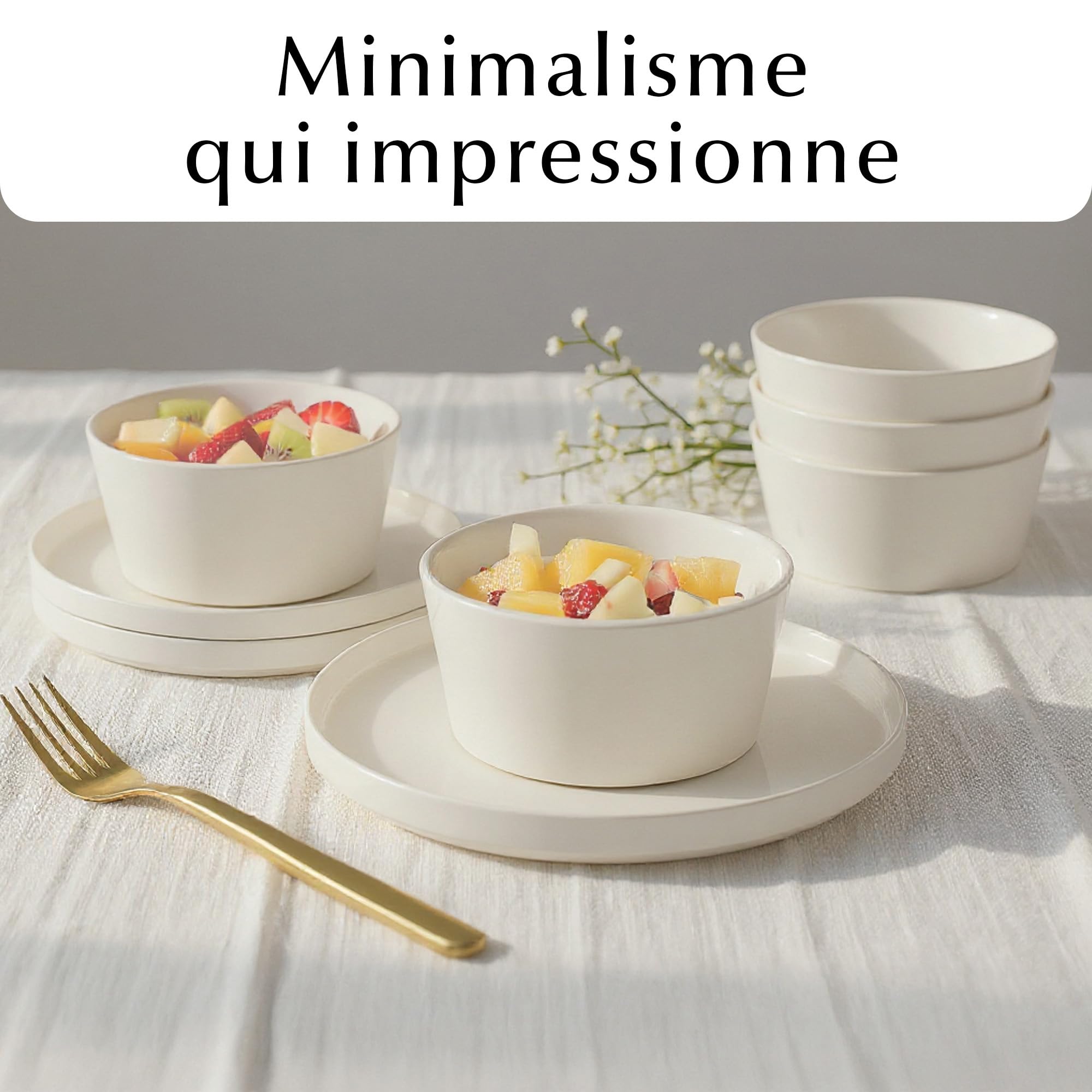 MIAMIO - Ensemble de bols en céramique/Bols de 740 ml pour 4 personnes