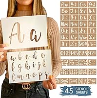 CITRUSY Calligraphy Stencil Kit: 45 Reusable Boutique Templates - Letters, Numbers, Florals for Crafts, Painting, Wood Signs