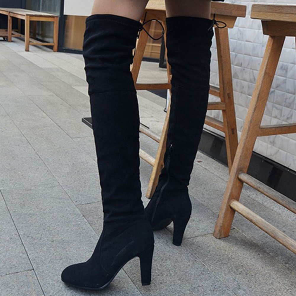 Onewus Botas altas de tacón alto por encima de la rodilla de las mujeres Botas de caña larga