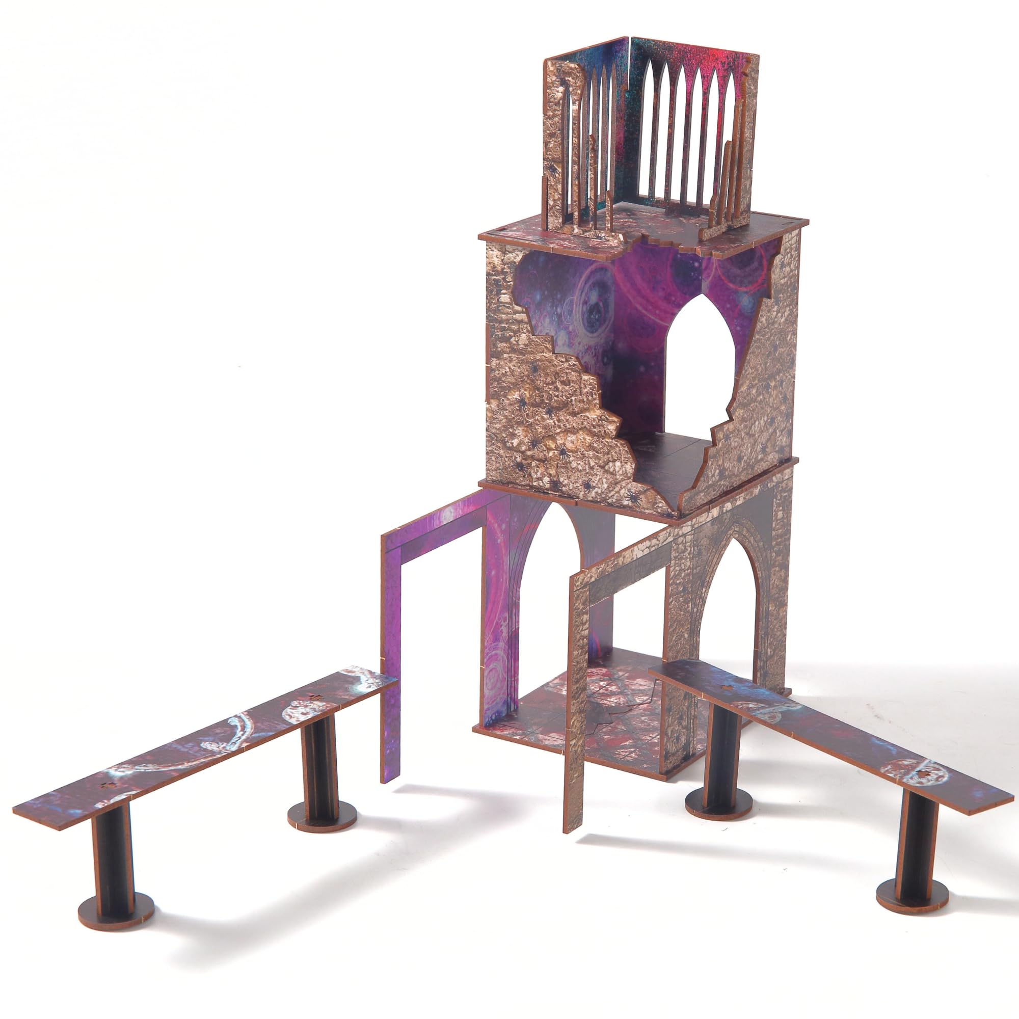 Epic-Juego de Terreno Desmontable de construcción en ruinas y Puentes para WH40K D&D Pathfinder de 28 mm, Accesorios modulares de Juego de Guerra TTRPG en Miniatura para batallas de Mesa Que mejoran