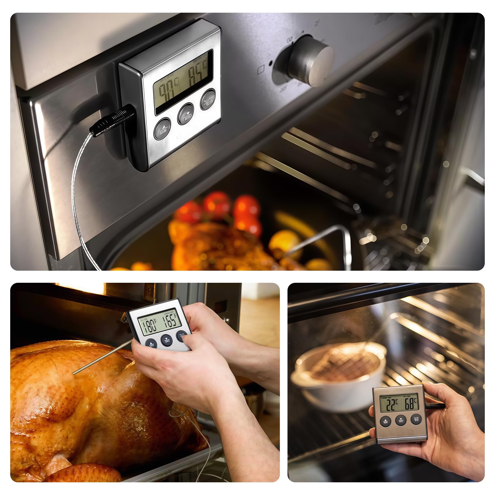Termómetro Digital De Cocina con Sonda, Termometro Horno, Meat Thermometer, Termometro Carne Barbacoa, Barbecue Thermometer, Termómetro Digital De Cocina Carne Alimento para Barbacoa Horno Parrilla