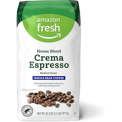 Amazon Fresh House Blend Crema Espresso, Whole Bean, Medium Roast, 2.2 lb
