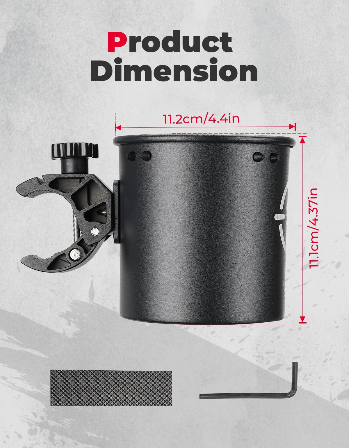 Kemimoto Motorcycle Cup Holder, Upgraded ATV Drink Holder with 0.6"-1.5" Metal Clamp, 32OZ Bike Water Bottle Holder for Motorcycle, ATV/UTV, Scooter, Bike, Boat, Stroller, Wheelchair, Golf, Tractor