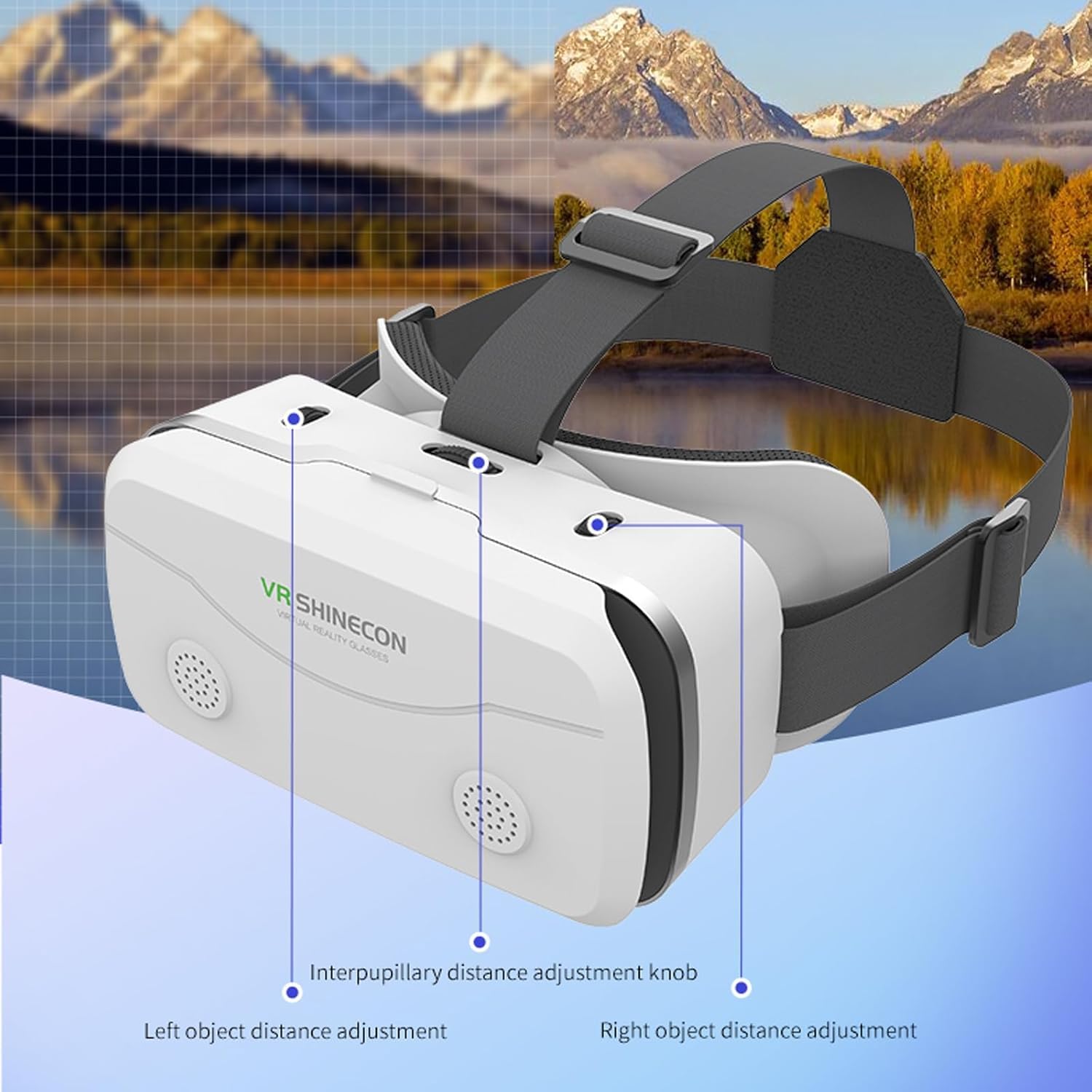 Occhiali VR 3D, Cuffie Realtà Virtuale HD per Smartphone 5 a 7 pollici, Visore VR Compatibile iOS/Android, per Film e Giochi (White)