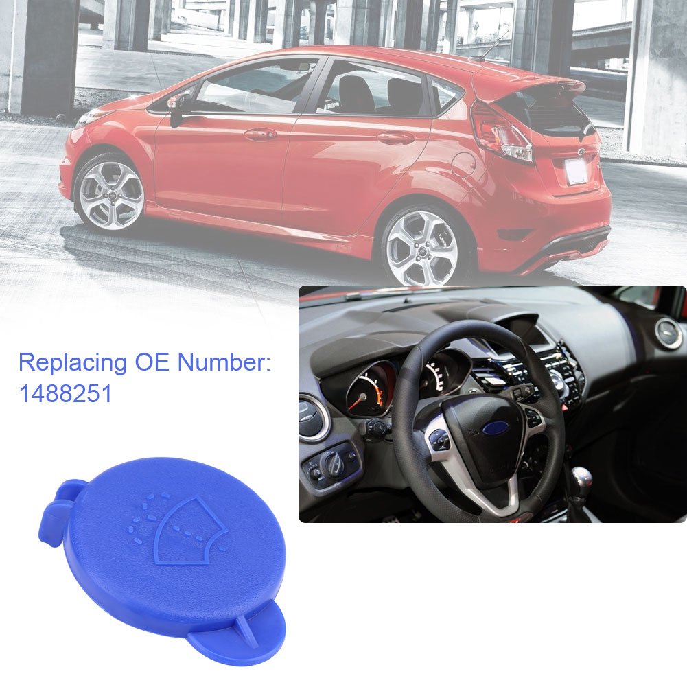 TAKPART blauw auto watertankdeksel tankdeksel voorruitenwasflessluiting ruitenwas kroonkurken compatibel met Fiesta MK6 2001-2008 1488251
