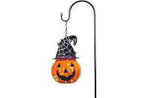 TERESA'S COLLECTIONS 36-Inch Glass Solar Lantern Stake with Halloween Decorations