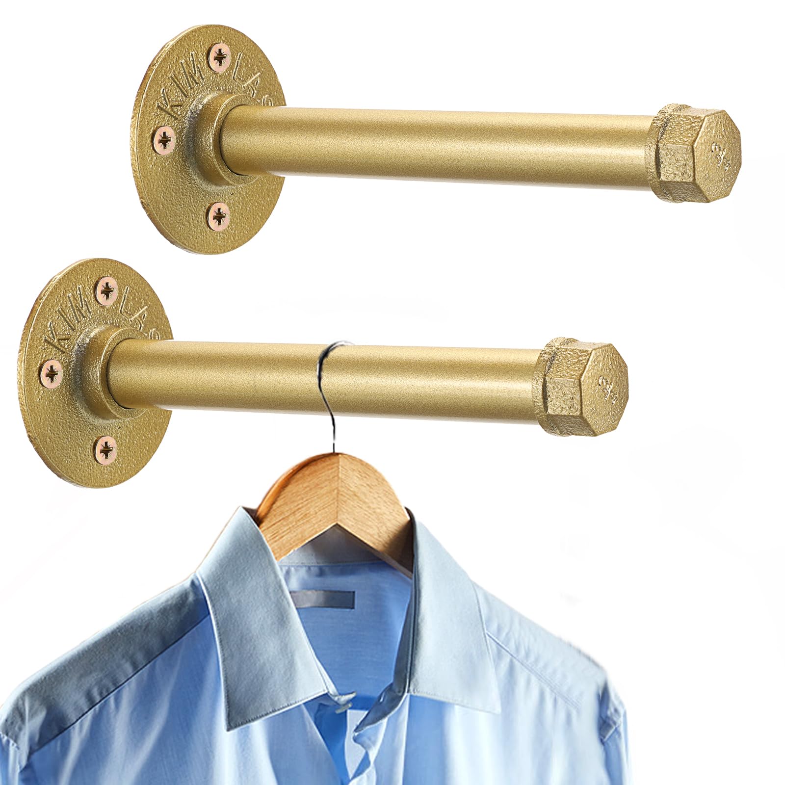 Sumnacon 2 Pcs 8 Inch Industrial Pipe Clothes Bar - Heavy Duty Rustic Metal Coat Hanger with Screws