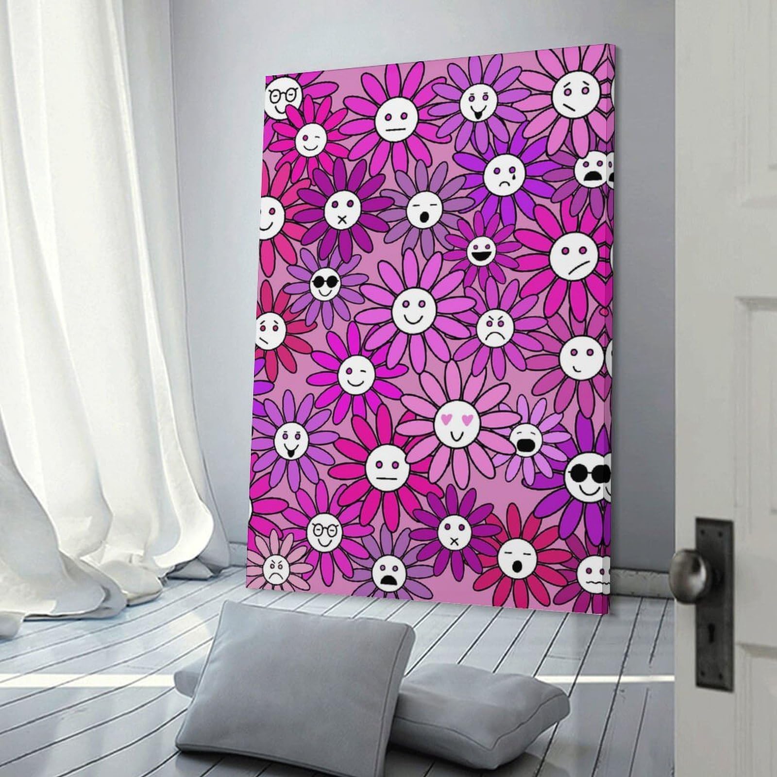 Junmoney Decorative Canvas Print Flower Folly No2, 24x36inch(60x90cm), for Entrance Walls, Hall Decor Or Foyers, A Stylish Accent for Home Entrances