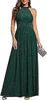 Ever-Pretty Women's Glitter Halter Sleeveless A-Line Formal Evening Gown 41961 Wedding Guest Prom Dress