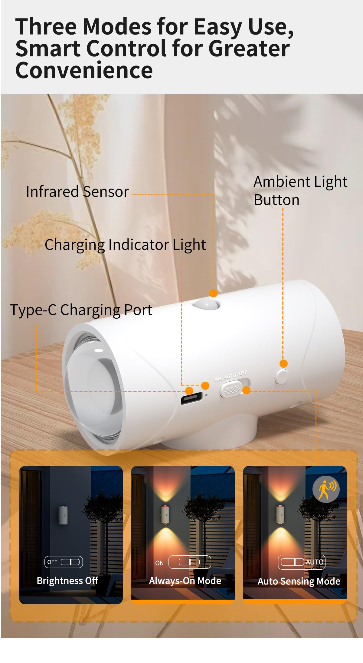 Luz nocturna con sensor de movimiento, luz con sensor de movimiento para interiores, carga USB tipo C, duración de la batería ultra larga, montaje magnético, cambio de colores neón coloridos 7