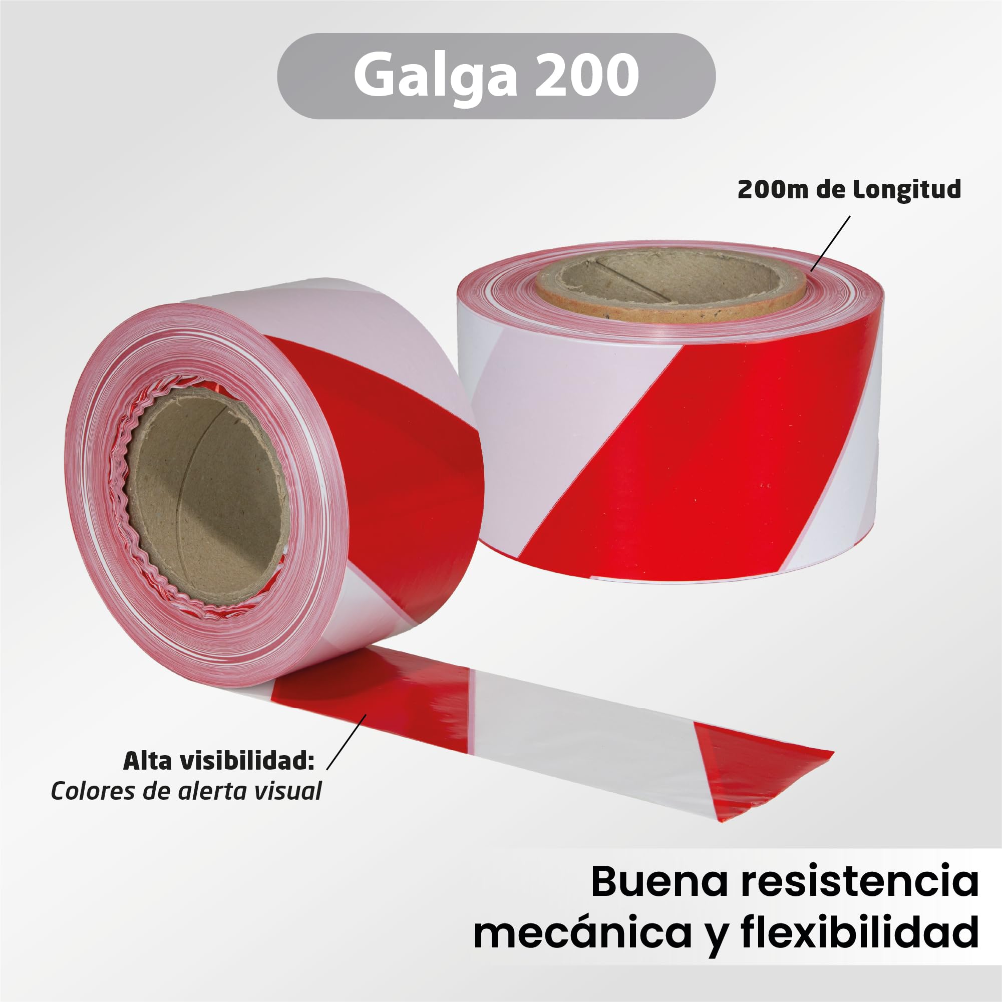 Pack Señalización - 4 Conos Tráfico 75cm Base Goma + 2 Cintas Balizamiento 200m Galga 200- Señalización Reflectante para Obra, Parking, Estacionamiento, Tráfico, Entrenamiento, Advertencia- 75x38x38cm