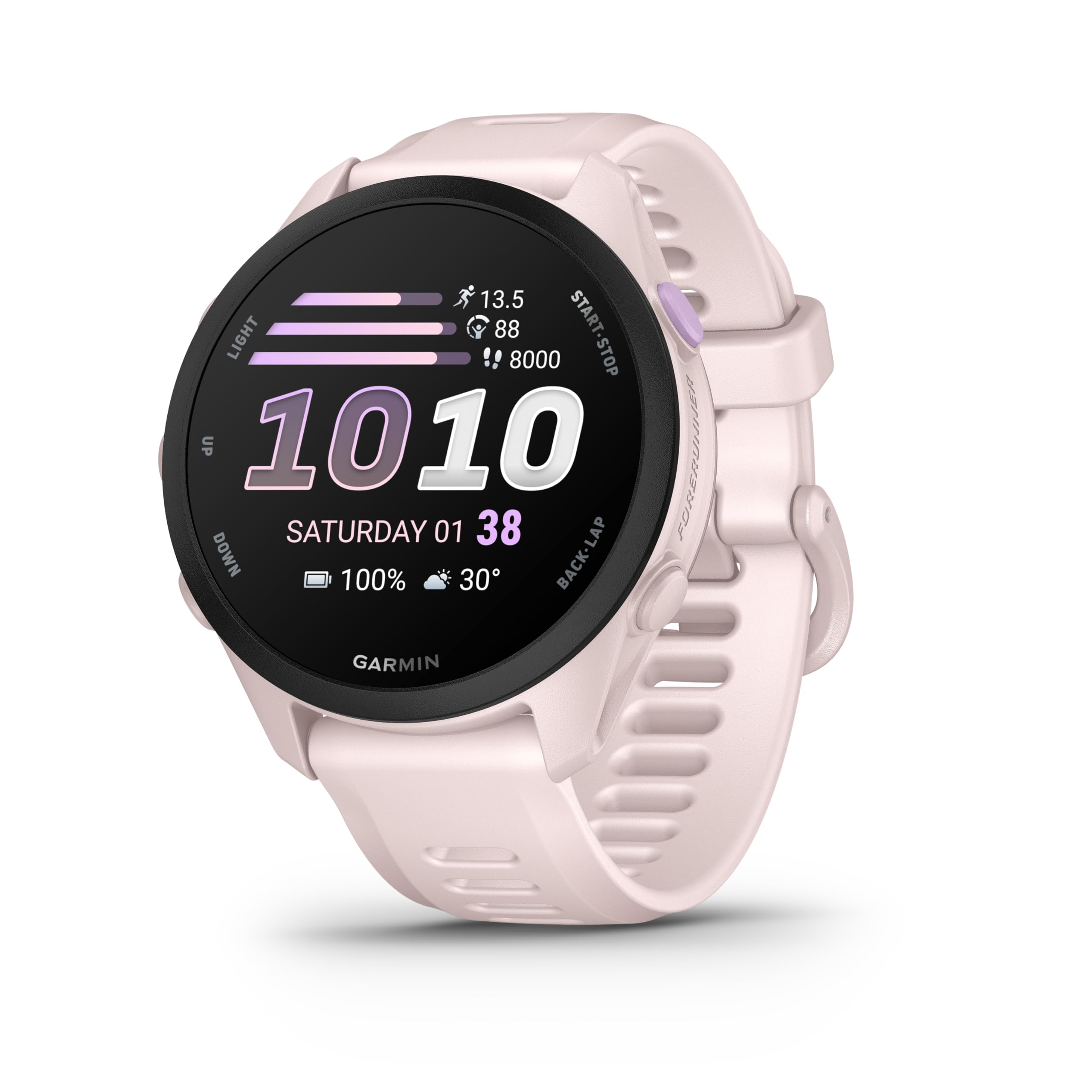 Garmin Forerunner 70 43mm (Amazon Exclusive) - Lauf-Smartwatch, 1,2" AMOLED Touchscreen, bis zu 13 Tage Akkulaufzeit, Trainingsempfehlungen, Gesundheitsdaten, 80+ Sport-Apps, Notifications