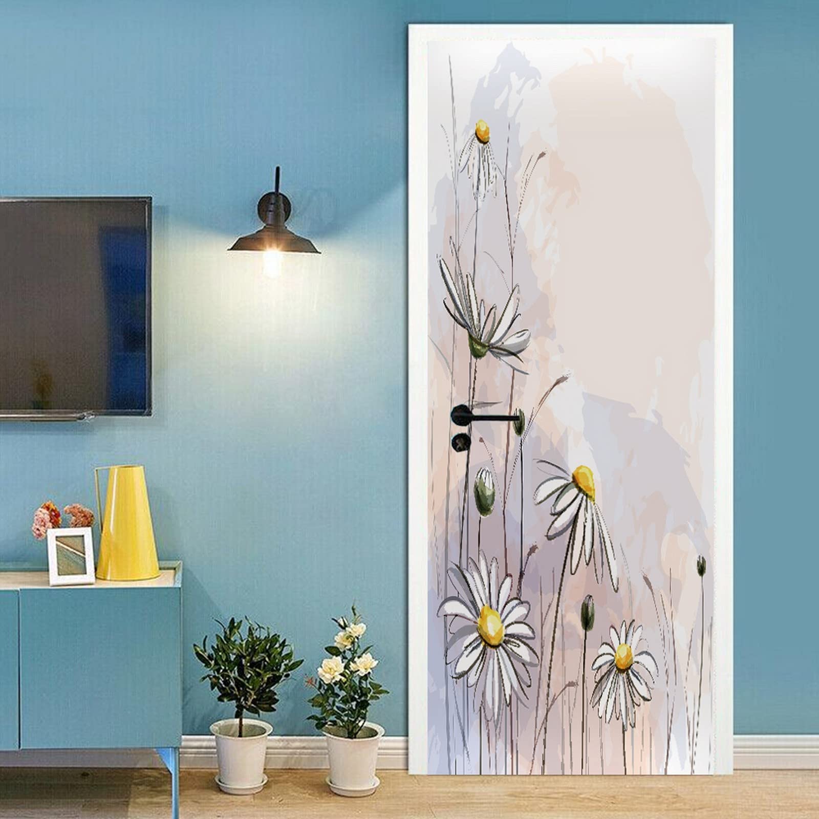 A.Monamour Adesivo Porta Autoadesiva Astratto Colorato Arcobaleno Colore Arte Geometrica Sfondo Vinile PVC Adesivi per Porte Interne 3D Pellicola Adesiva Poster Sticker Murale Decorazione da Parete