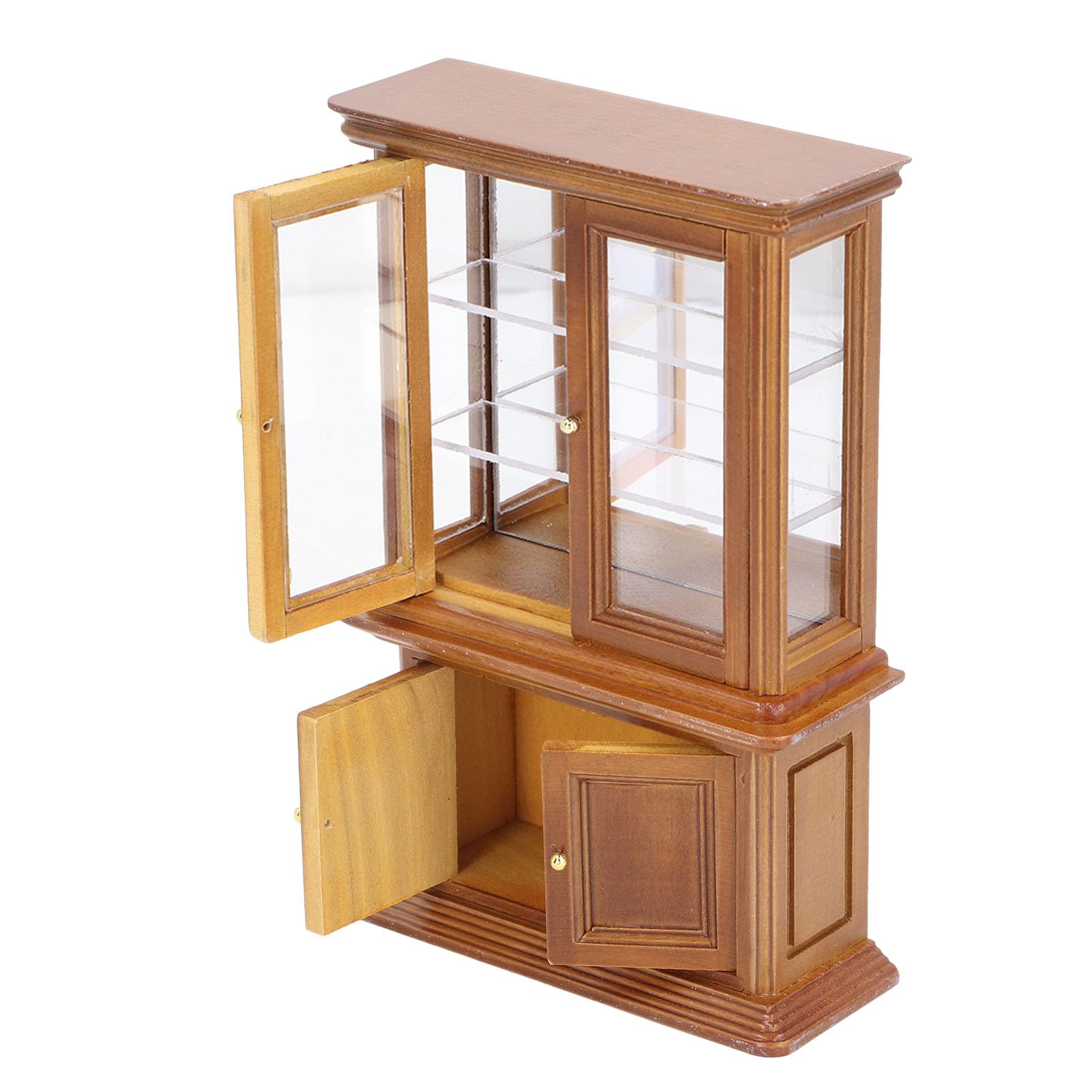 1:12 Scale Miniature Wooden Cabinet Bookshelf, High Simulation Design for Doll House Decoration, Dollhouse Furniture & Decor (Maroon)