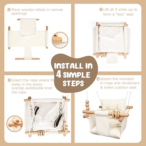 Miniatura 5 de Columpio para bebé con cinturón de seguridad, columpio de lona para colgar en el exterior, columpio de árbol, gran regalo para bebés, niños, niñas