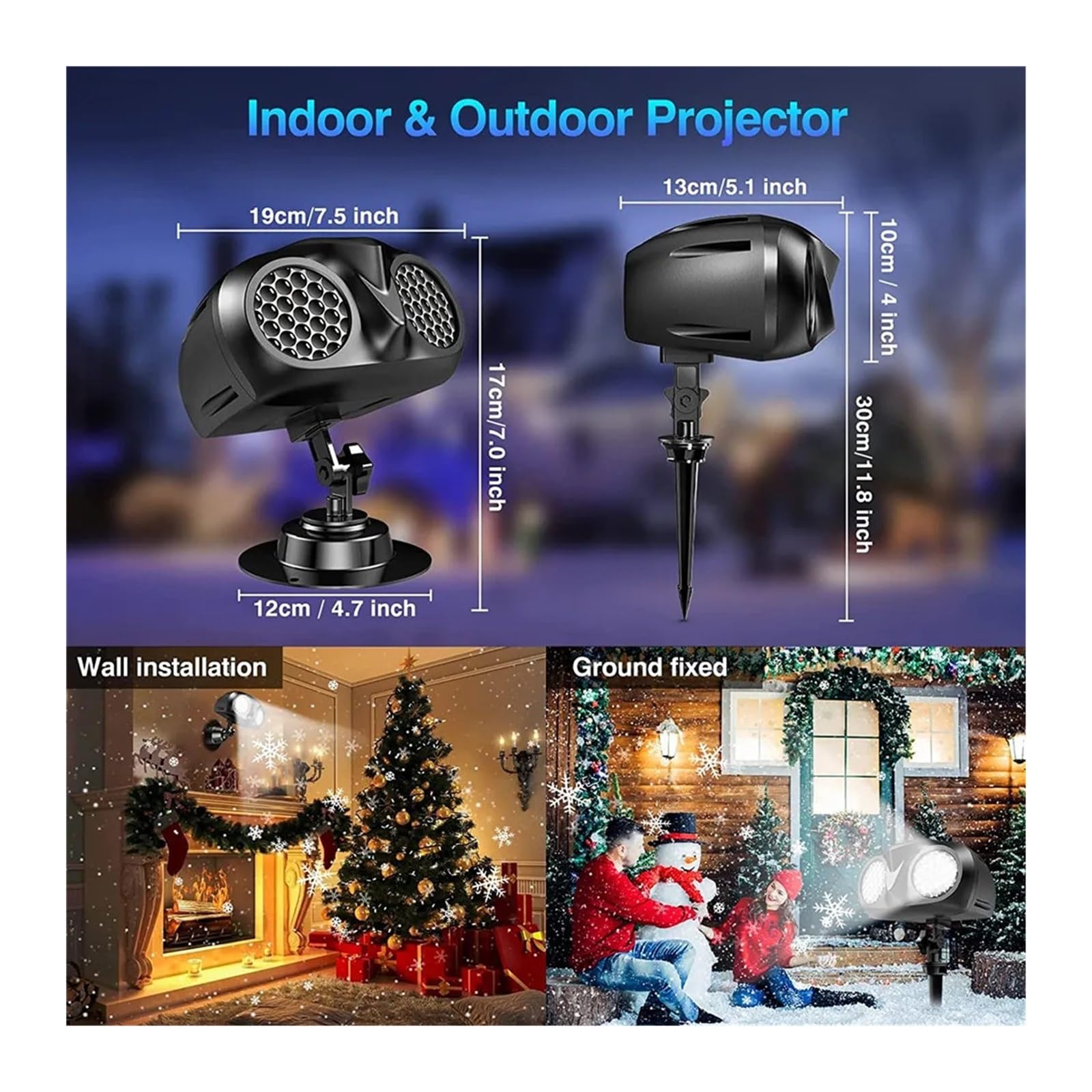Projektor Weihnachten, Eulenform Outdoor Weihnachten Snowdots Schneeflocke or Lichter IP65 Wasserdicht Schneefall Landschaft Licht for Garten Wand Dekor