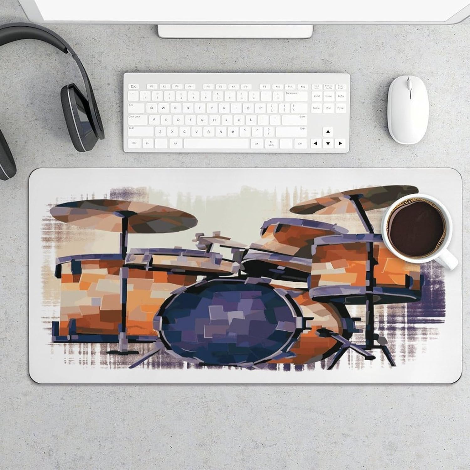 Extended Jazz Drum Desk Pad Blotter 24x12 Inch Waterproof Rubber Gaming Mouse Pads Ultra-Smooth Non-Slip Keyboard Mat for Office Home Desktop Protector Thin Laptop Writing Mats image 5