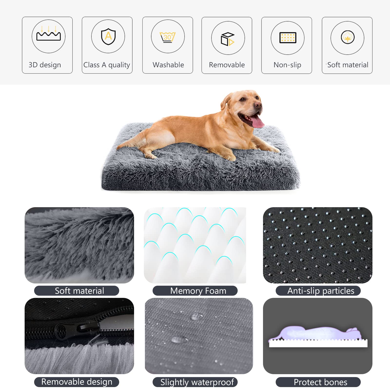 PETCUTE Materassino Cane,Letto per Cani con Rivestimento Sfoderabile,Caldo Morbido Soffice Cuccia Cane per Grande Media Piccola Cani e Gatti, Lavabile Cuscino Antiscivolo Lettino per Animali Domestici