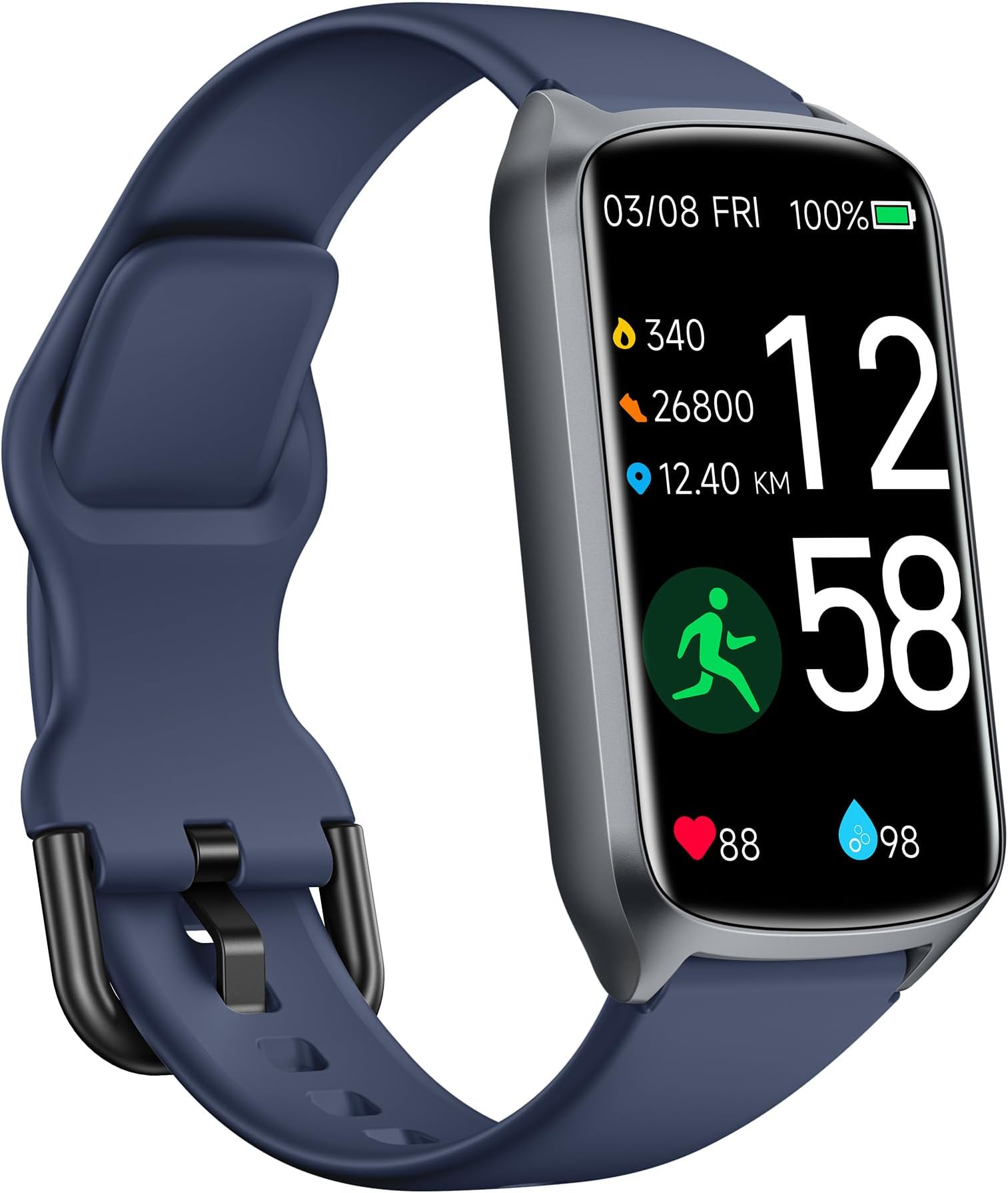 Amzhero Health Fitness Tracker with 24/7 Heart Rate, Blood Oxygen, Blood Pressure, Sleep Tracker, 5ATM Waterproof Activity Trackers with Step Tracker, Pedometer (S & L Bands Included)