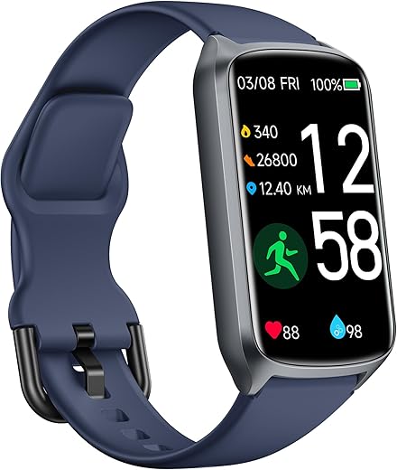 Fitness Smart Watch for Women Men, 24/7 Heart Rate, Blood Oxygen, Stress and Sleep Tracker,100 Sports Modes, 5ATM Waterproof Activity Trackers and Smart Watches