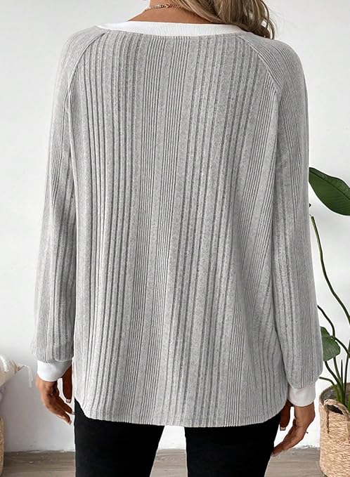 Rongseng Pull Pour Femme - Col Rond - Manches Longues - Tunique