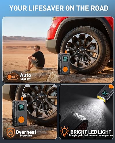 Miniatura 6 de Arrancador de salto con compresor de aire con batería de 15000 mAh, 3000 A portátil para batería de coche (9.0 gas6.5L diesel) con inflador de