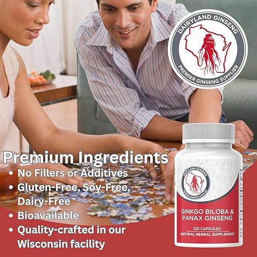 Miniatura 5 de Dairyland Management Panax Ginseng + Gingko Biloba Cápsulas 150ct 1000 mg de Panax Ginseng, 60 mg de Gingko Biloba por porción