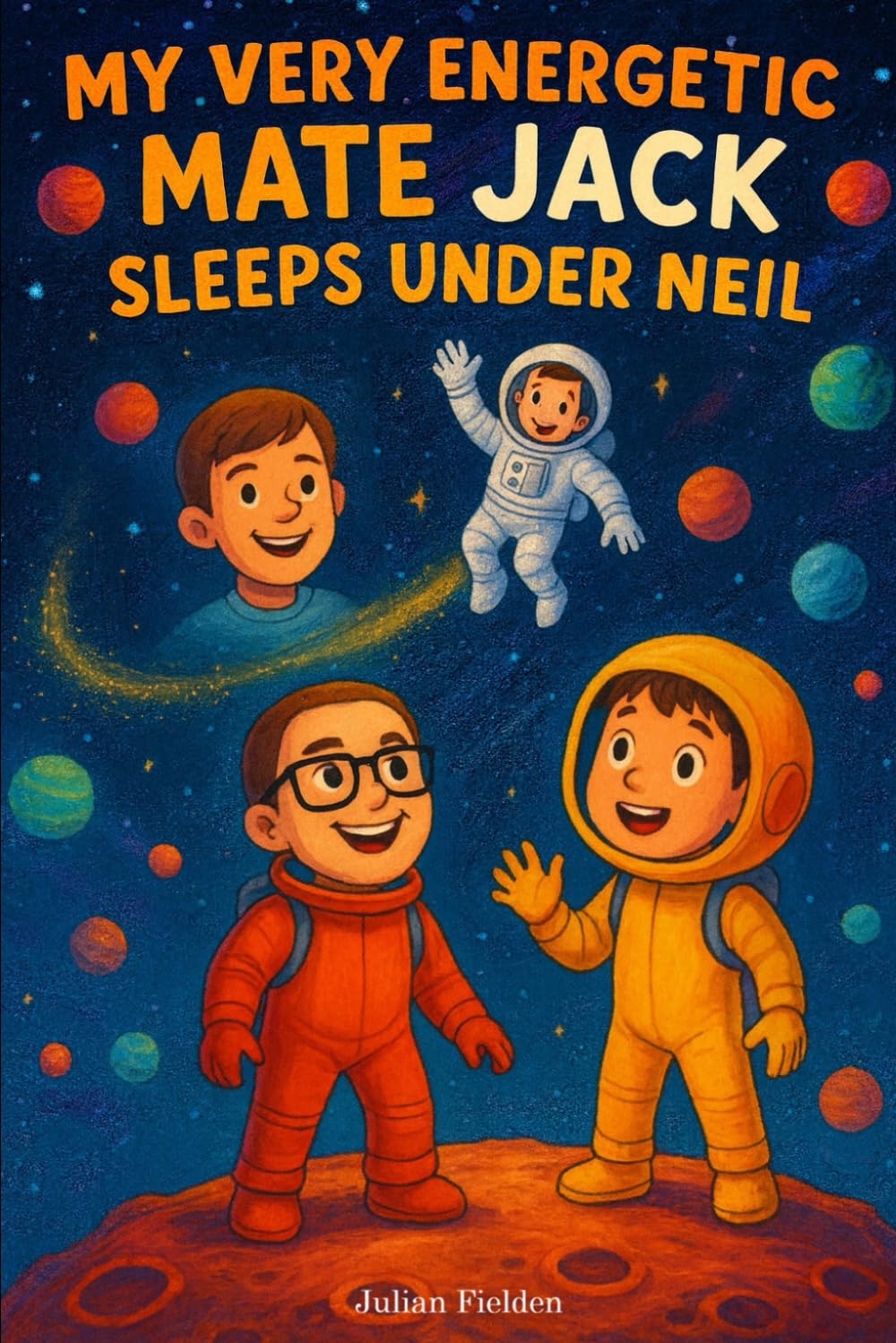 My Very Energetic Mate Jack Sleeps Under Neil: Blast off on a cosmic adventure with two best friends who don’t just dream of space..... Funny Book with a clever mnemonic.