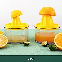 Vista 3 de KITCHENDAO 2 in 1 Lemon Orange Citrus Juicer with lid for Sanitary Storage, Manual Hand Squeezer with Built-in 16OZ Measuring Cup, Multi-function