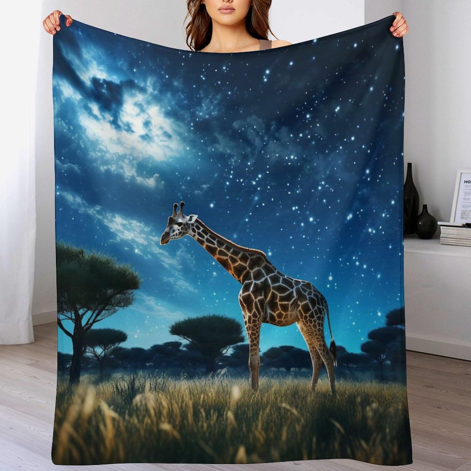 Couverture girafe en flannel 130x150cm plaid canapé polaire