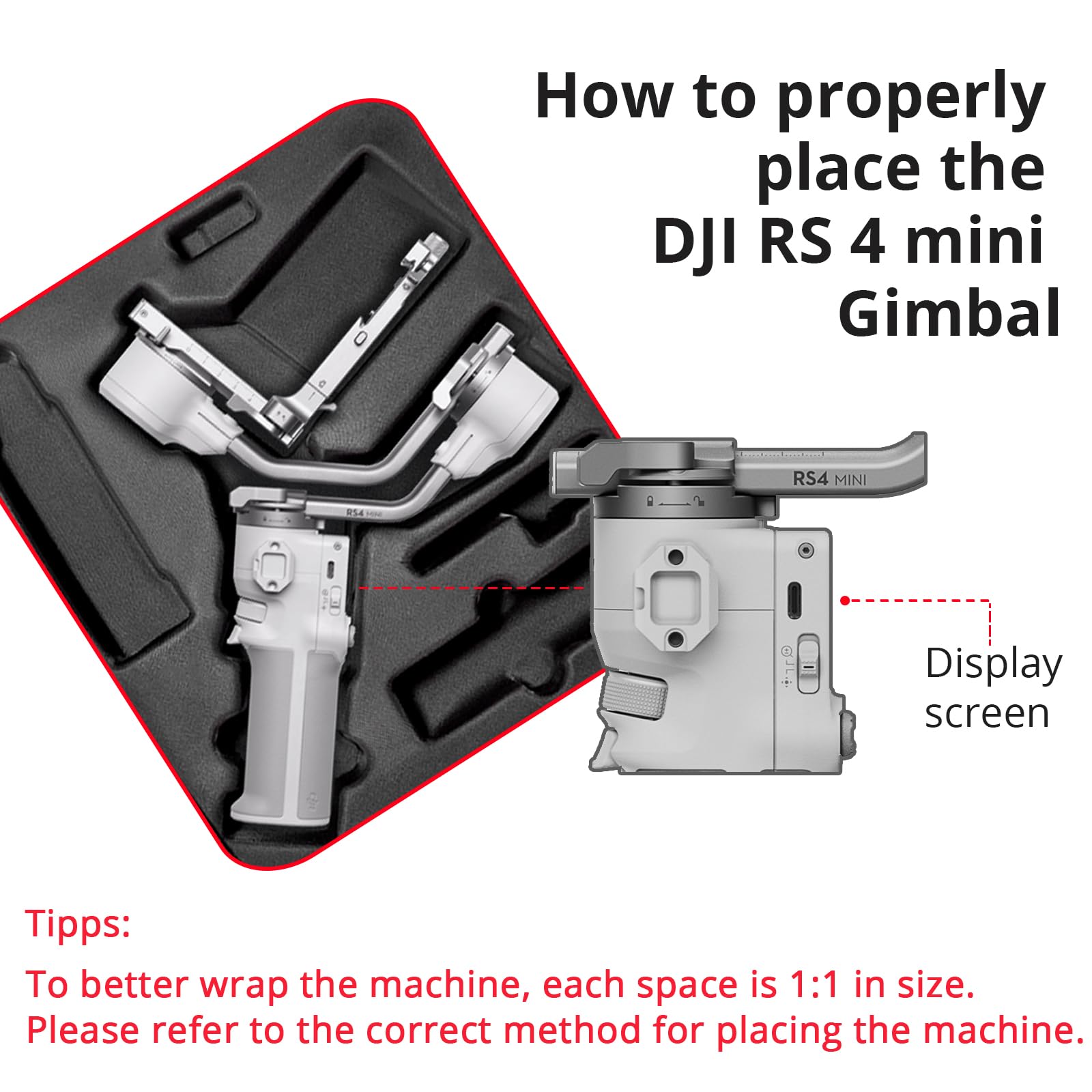 Custodia per DJI RS 4 Mini, Custodia portatile impermeabile per DJI RS 4 Mini Creator Combo con cintura per la spalla（Nero）