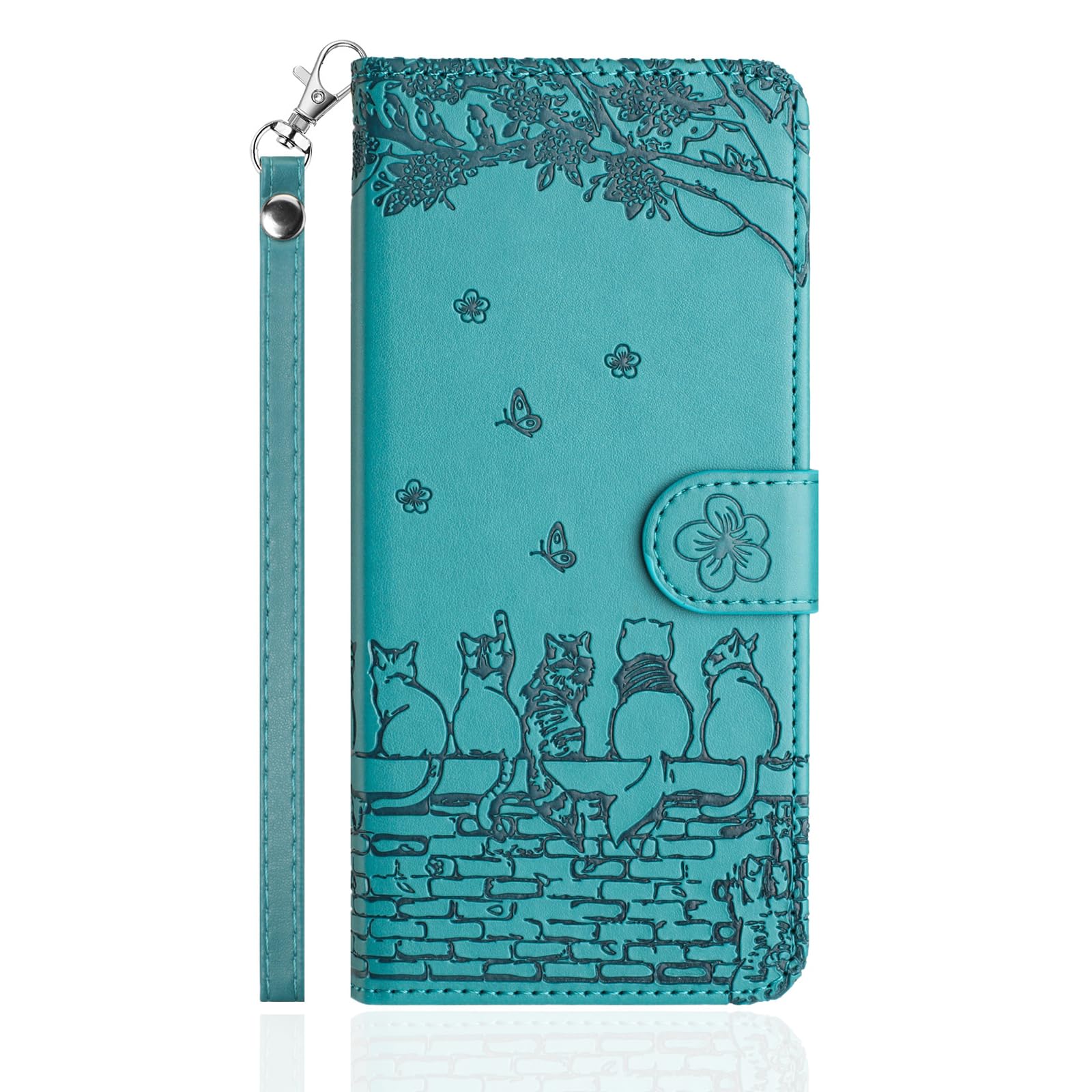 Butnyeoe Flip Case for Samsung Galaxy S10,Cat/Flower/Butterfly Embossed PU Leather Wallet Phone Folio Case Magnetic Protective Cover with Stand