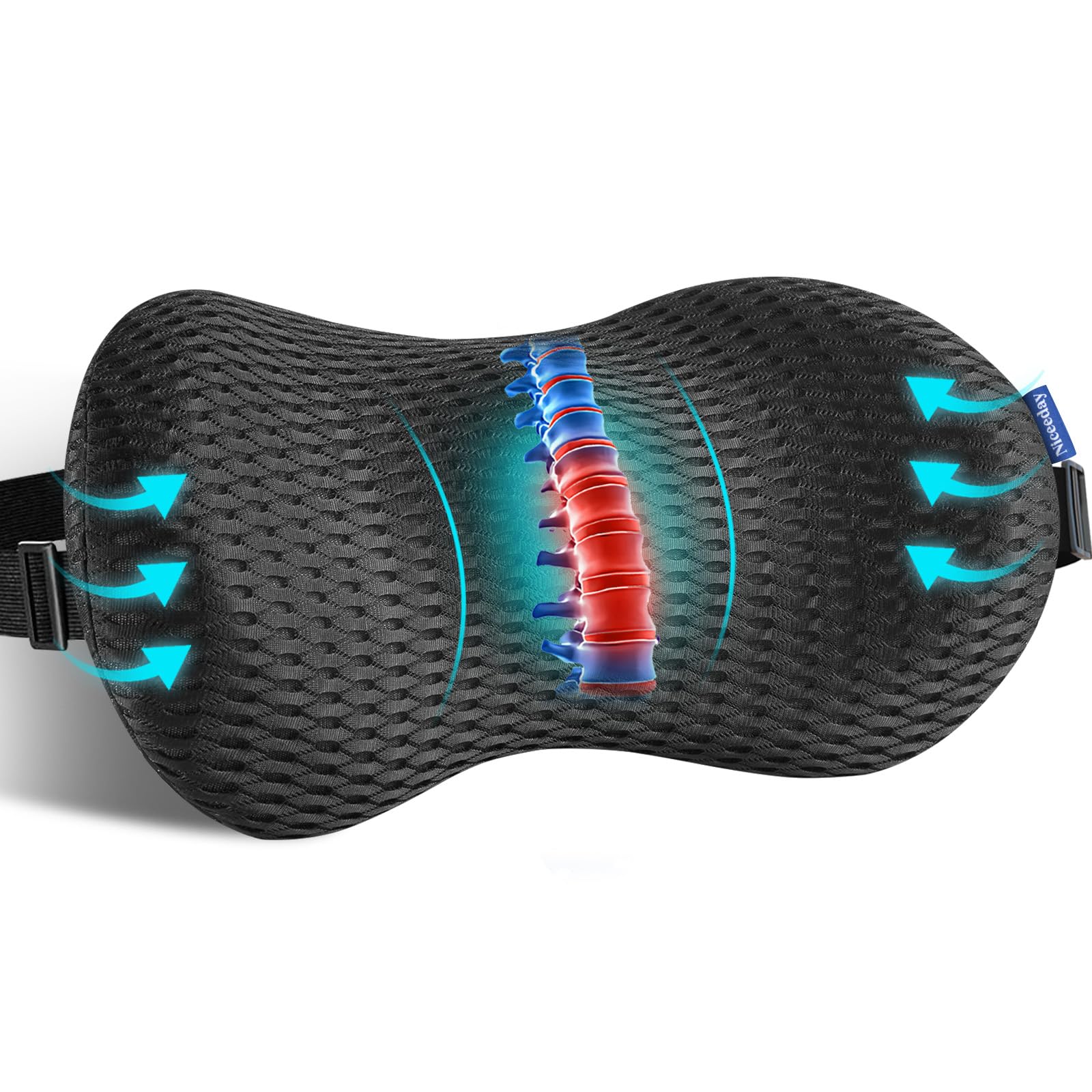 Lumbar Support Pillow for Office Chair Car Back Support Pillow, Memory Foam Gaming Chair Desk Chair Back Cushion for Lower Back Pain Relief, Ergonomic Back RestOEKO-TEX STANDARD 100