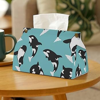 Amazon｜ティッシュケース シャチ柄 鯱柄 ティッシュボックス PUレザー